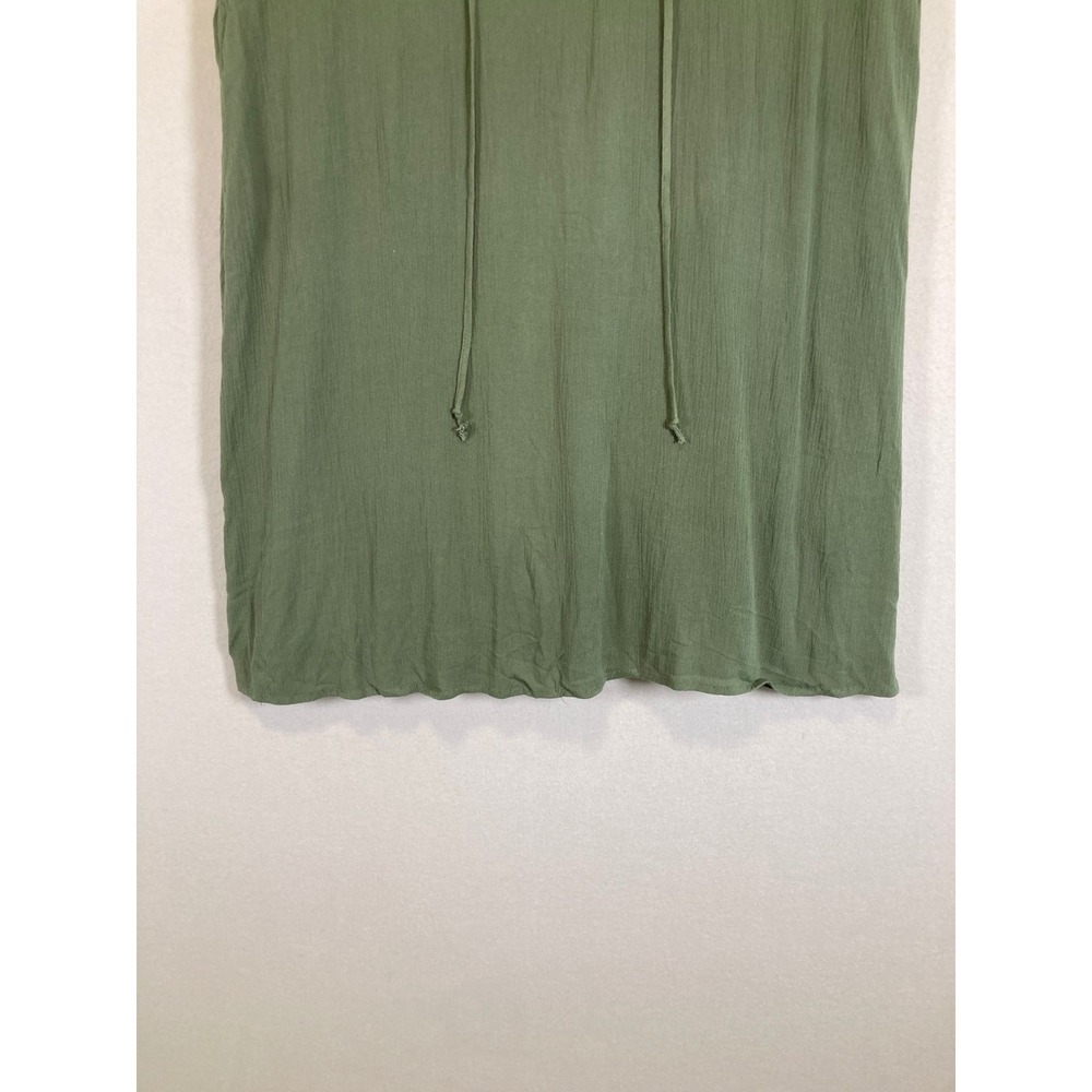 Boho Mi Ami Women Medium Olive Green Embroidered Floral V-Neck Tunic Dress‎ - Picture 10 of 12